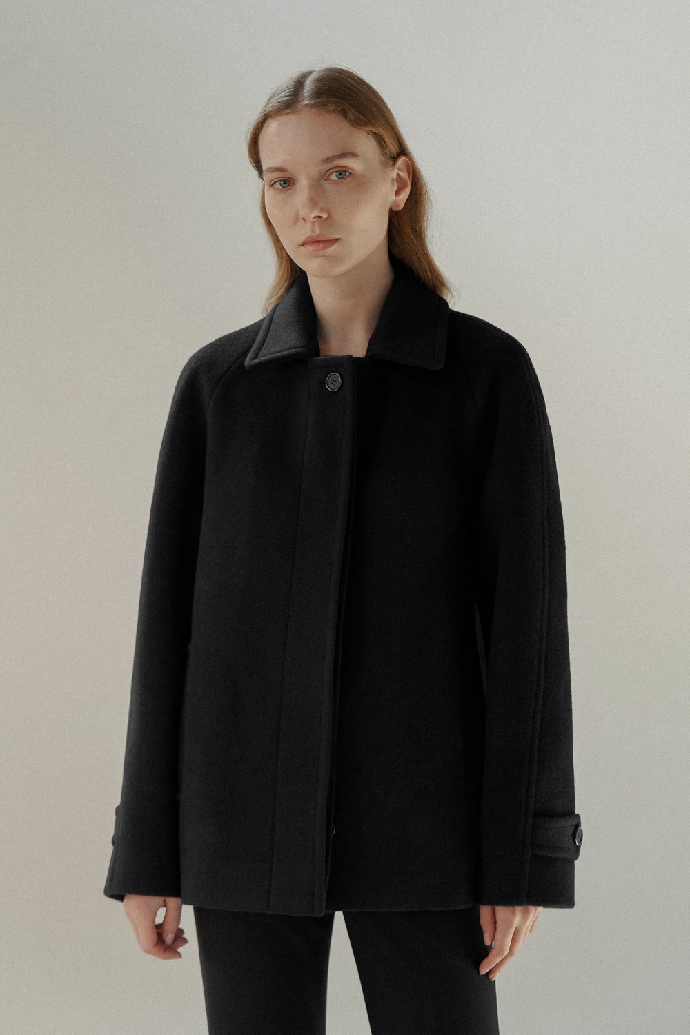 Raglan Sleeve Half Coat (Black)