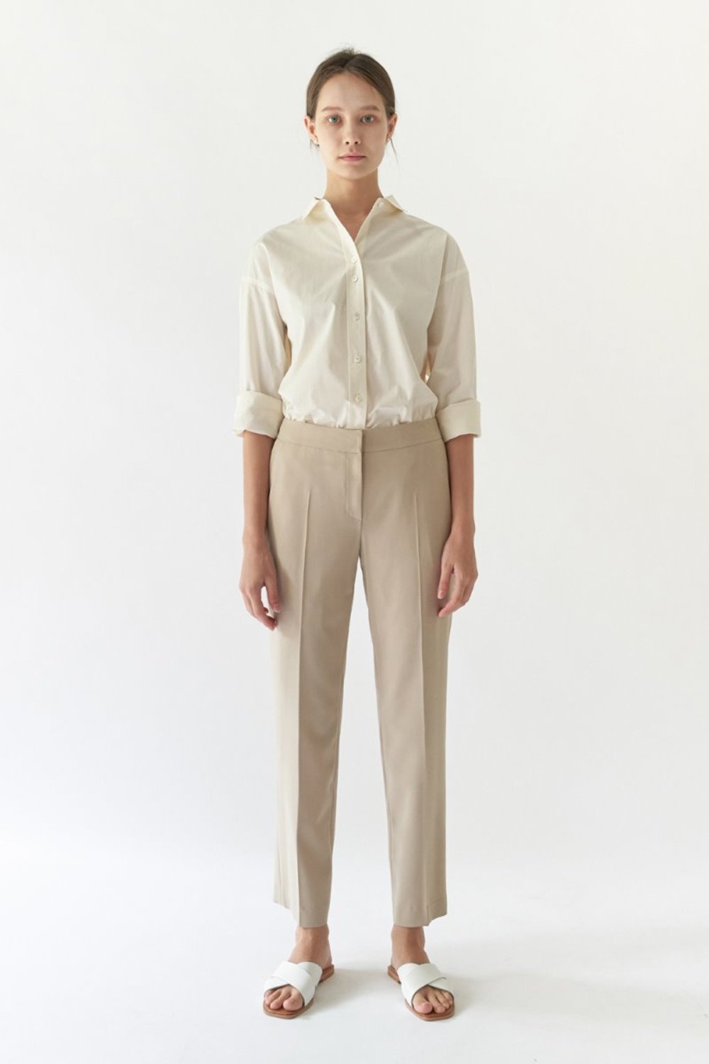 PENCIL STRAIGHT TROUSERS - BEIGE