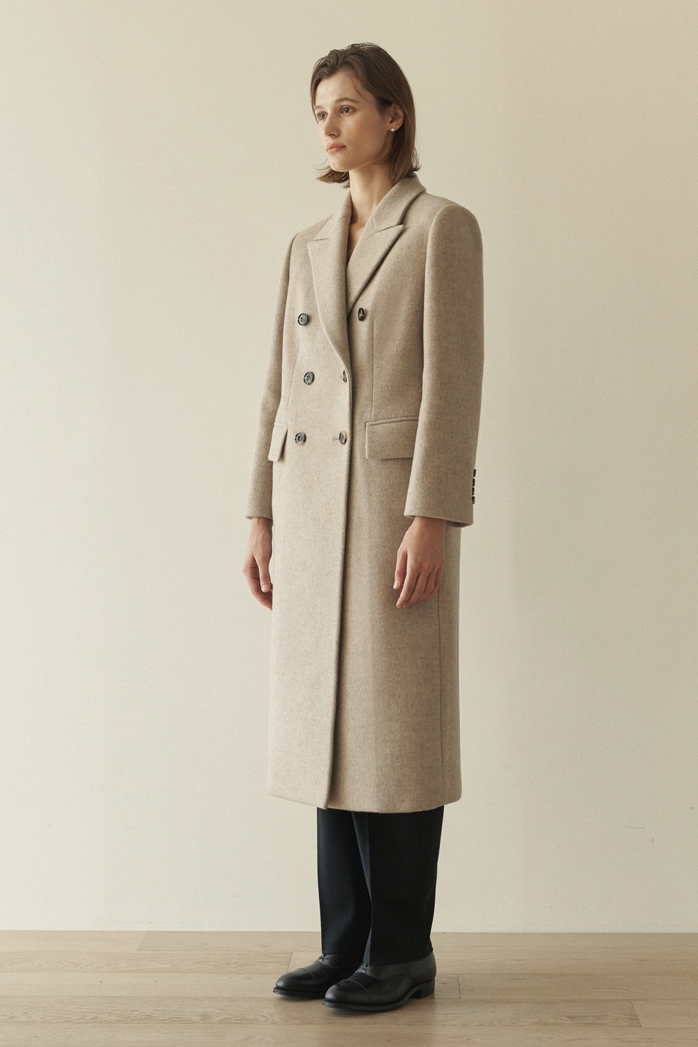 Double Breasted Cashmere Coat (Oatmeal)