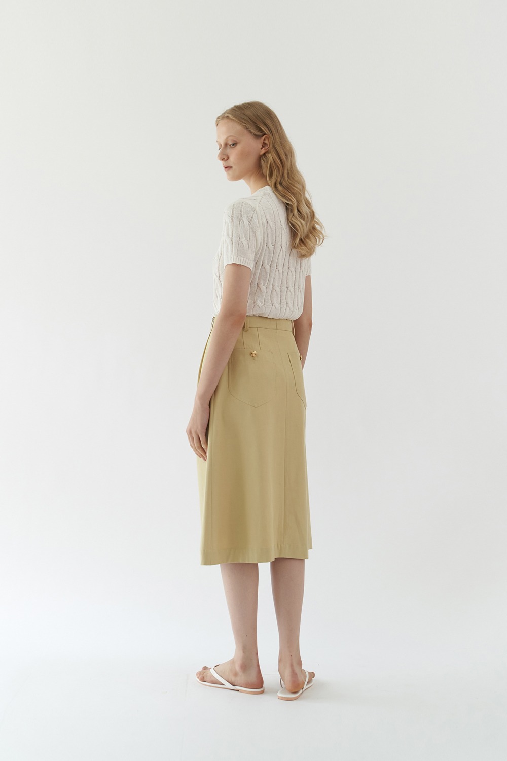 [-60%] Marie A-line skirt ( Pear beige )