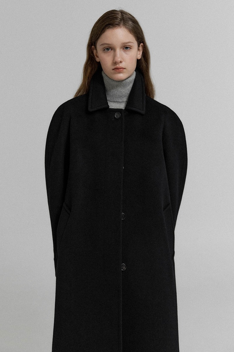 Cashmere balmacaan Coat (Black)