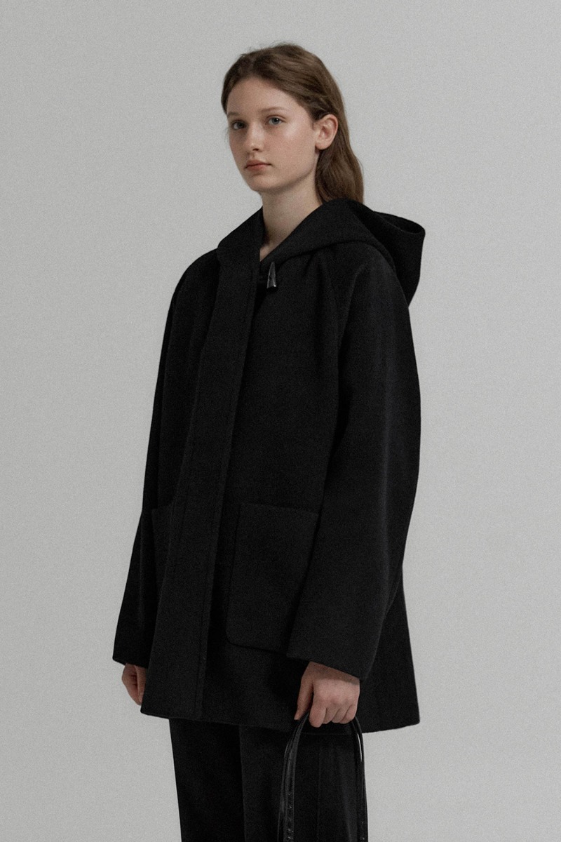 Claude Hooded half coat (Black)